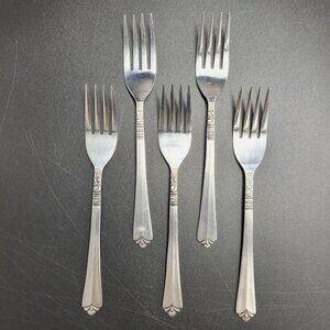 Orleans ORL31 Stainless 5 Salad Forks Scroll Heel Fan Korea Flatware B39WU